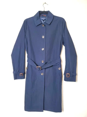 Gabardina Brooks Brothers para mujer 8 azul marino con cinturón algodón longitud media mediana Foto 1 de 4