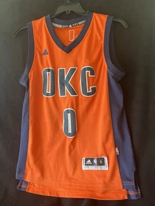 Russel Westbrook Jersey Large Orange Adidas Oklahoma City Thunder NBA Size Small - Picture 1 of 3