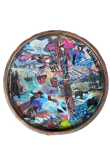 VTG Alaska Souvenir Tray Wildlife Totem Pole Gold Metallic Art by Ken Haag 11” - Picture 1 of 15