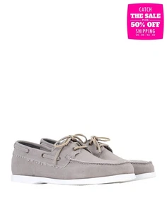 RRP€113 LEMARE Canvas Loafer Shoes US9 UK8 EU42 Grey Flat Made in Italy - Picture 1 of 4