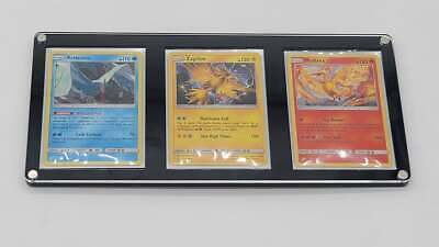 Pokemon 3 Card Holder Acrylic Case Framing/Display Quality + 3 Random Holo Cards • 21.95$