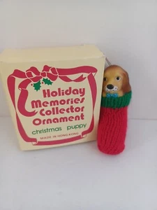 Holiday Memories Collector Ornament Christmas Puppy In Stocking Vintage W/box - Picture 1 of 3