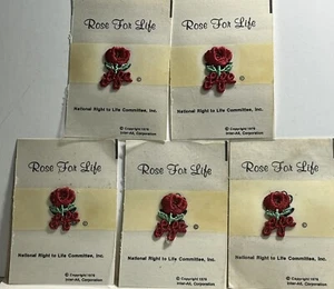 5 New NOS! Rose For Life Vintage Patch - 1976 - Original National Right To Life - Picture 1 of 3
