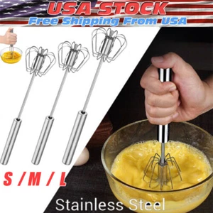 Semi-Automatic Egg Whisk Hand Push Egg Beater Stainless Steel Blender Mixer Tool - Picture 1 of 9
