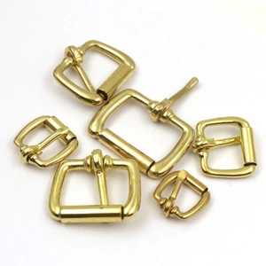 Solid Brass Pin Belt Buckle for Leather & Snap on Belts With Hole 12mm - 37mm - Picture 1 of 5