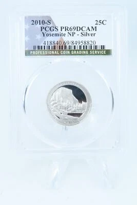 2010-S PCGS PR69DCAM Silver Yosemite NP Quarter Proof 25C - Image 1 of 2