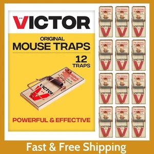 Victor M150-12 Metal Pedal Sustainably Sourced FSC Wood Snap Mouse Trap-12 Traps - Picture 1 of 22