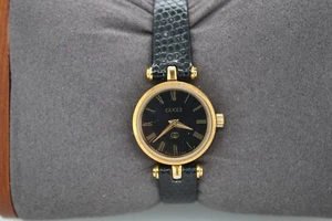 Vintage GUCCI 2000L Quartz Shelly Line Black Dial Women's Watch #19145 - Picture 1 of 5