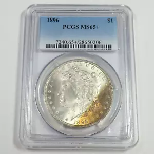 1896 P PCGS MS65+ Plus - Toned Silver Morgan Dollar $1 US Coin #52850B - Picture 1 of 2