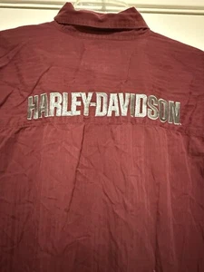 Harley Davidson Maroon Long Sleeve button shirt Size Large. - Picture 1 of 6