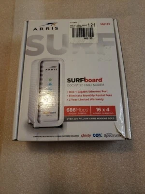 ARRIS SURFboard SB6183 DOCSIS 3.0 Cable Modem - White - Image 1 of 4