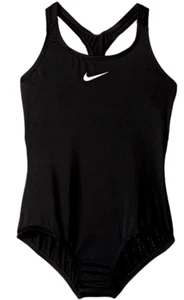 Nike Girls Black Solid Racerback One-Piece Swimsuit Size XL L45801 - Picture 1 of 3
