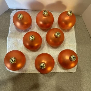 Christmas By Krebs Ornaments Peach W Germany Gold Crowns Vtg Set Of 8 2T - Picture 1 of 7