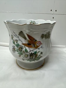 Lineile Ardalt Vogel Pflanzgefäß Basis Goldrand 4" Vintage Goldrand - Bild 1 von 9