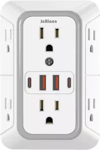 Prolunga Presa Protezione Sovratensioni 6 Prese Sdoppiatore con 4 Porte USB 2 Lato USB C - Foto 1 di 1