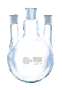 Borosil Flask With Round Bottom, Three Neck - Centre Neck And Two Parallel Side. - Picture 1 of 2