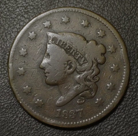 1837 CORONET LARGE CENT, VG  ~  GREAT PRICE FOR A DECENT LARGE CENT! Cover