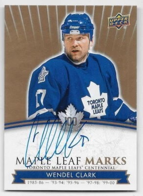 17/18 UD MAPLE LEAFS CENTENNIAL MAPLE LEAF MARKS AUTOGRAPH Wendel Clark #MLMWC - Image 1 of 2