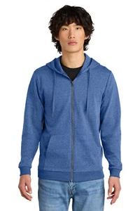 District DT1302 Men's Perfect Tri Fleece Full-Zip Long Sleeve Soft Hoodie - Picture 1 of 8