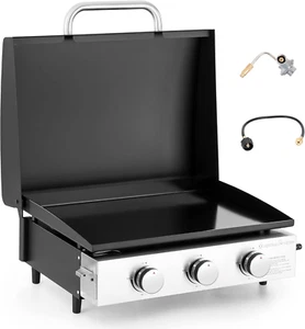 22 in Flat Top Grill with Ceramic Coated Cast Iron Pan, Portable Tabletop Propan - Picture 1 of 6