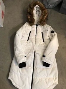Alpine North Madden Puffer Long White Faux Fur hooded Jacket - Large - Picture 1 of 6