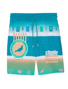 Brand New Mens Staple Princeton AOP Sweatshort Aqua  - Picture 1 of 3