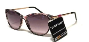 NEW Foster Grant SUNGLASSES Clear Pink Black Cute Floral Cottage Core Mauve Lens - Picture 1 of 7