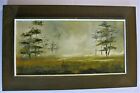 Orig Bob Pepper Landscape Painting Trees Foggy Marsh Oil Board Framed OOAK 19x31