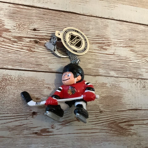 Vintage Chicago Blackhawks Goalie NHL Lil Sports Brat Hockey Keychain Cover