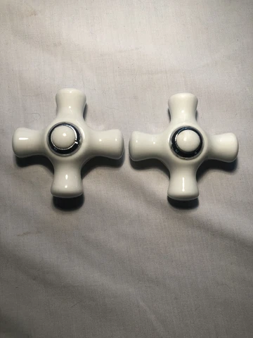 Vintage Original White Porcelain Cross Style Faucet Handles Drain Etc. Bathtub Cover