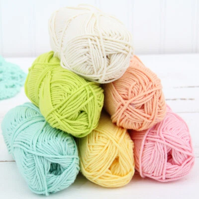 THREADART Pure 100% Cotton Crochet Yarn - 30 Colors - 50g Skeins - #4 Worsted Medium Wt