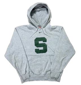 Vintage Michigan State Spartans Hoodie Sweatshirt Nike grau grün Gr. M Center Swoosh - Bild 1 von 7