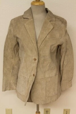 WOMENS BAGATELLE VINTAGE IVORY WHITE SUEDE/LEATHER JACKET SZ 8 - Image 1 of 4