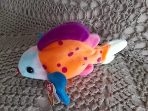 Fish Soft Toy Plush TY Beanie Babies Baby Lips Hologram Tag Rainbow Angel Fish - Picture 1 of 9