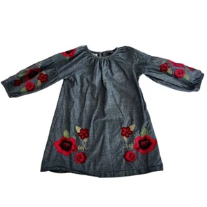 Mud Pie Chambray Floral Embroidered Dress Size 5 - Picture 1 of 5