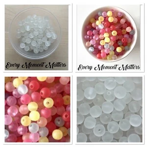 100 x 8mm FROSTED ACRYLIC ROUND LUCITE BUBBLEGUM Beads LIMITED STOCK - Picture 1 of 4