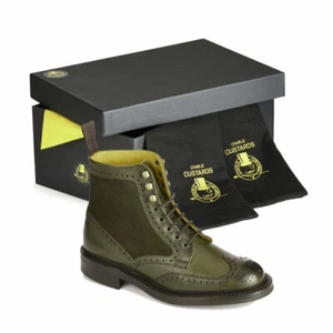 Joseph Cheaney Ladies boots Charlie Custards Glastonbury brogues Green Olive - Picture 1 of 11