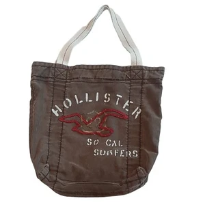 Hollister So Cal Surfers Seagull Logo Brown Cloth Tote Bag Y2K California - Picture 1 of 20