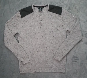 Kuhl Kastaway Men's Large Sweater Ash Grey Merino Wool Blend 1/4 Button Up - Picture 1 of 12