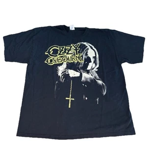 Ozzy Osbourne Foil Gold Cross & Rosary 2008 Black Tour Tee Music Band Men’s XL - Picture 1 of 9
