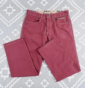Burberry London Mens Vintage Jeans W31 L26 Burgundy 100% Cotton Logo RRP £400+ - Imagen 1 de 19