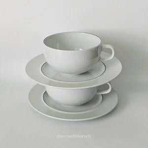 2 Royal Copenhagen Fajance Cup & Saucer Sets BLUE LINE #3074 #3066 Denmark - Picture 1 of 12