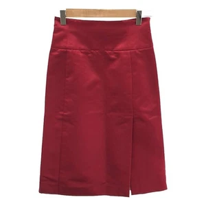 CELINE Silk Blend Satin Side Slit Tight Skirt 34 Red Womens F/S from Japan - Picture 1 of 7