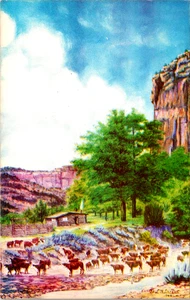 Cowboy Cottage Gedicht, Home on the Range Künstler Senator Lewis H Larsen POSTKARTE - Bild 1 von 2