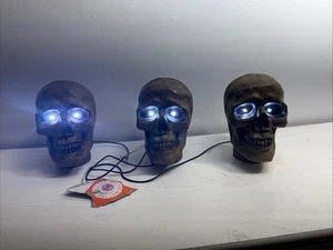Halloween Skulls w/Flashing Eyes/Lights Moaning Groaning Sound Activated - Picture 1 of 13