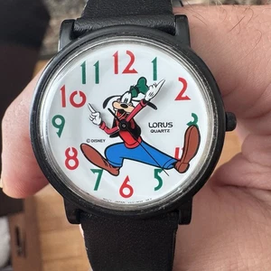 Reloj Pulsera Lorus Goofy Cuarzo Vintage - Colorido - Banda Negra - Disney - Imagen 1 de 5
