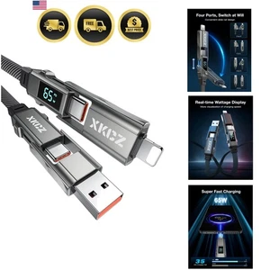 Câble Multi Charge USB C vers USB A L Port Transfert de Données Charge Rapide 3FT - Photo 1 sur 8