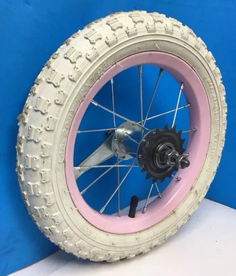 Freno posavasos trasero de rueda rosa de 12" con neumático blanco de bicicleta de 12” X 1,95" #Z52 Foto 1 de 3
