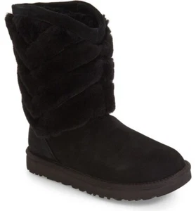 UGG Tania Black Sheepskin Suede Short Winter Boots Size US 8 EU 39 NEW - Picture 1 of 14