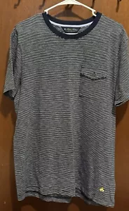 Brooks Brothers Men L T-Shirt Striped Navy Blue Short Sleeve 100% Cotton Casual - Picture 1 of 6